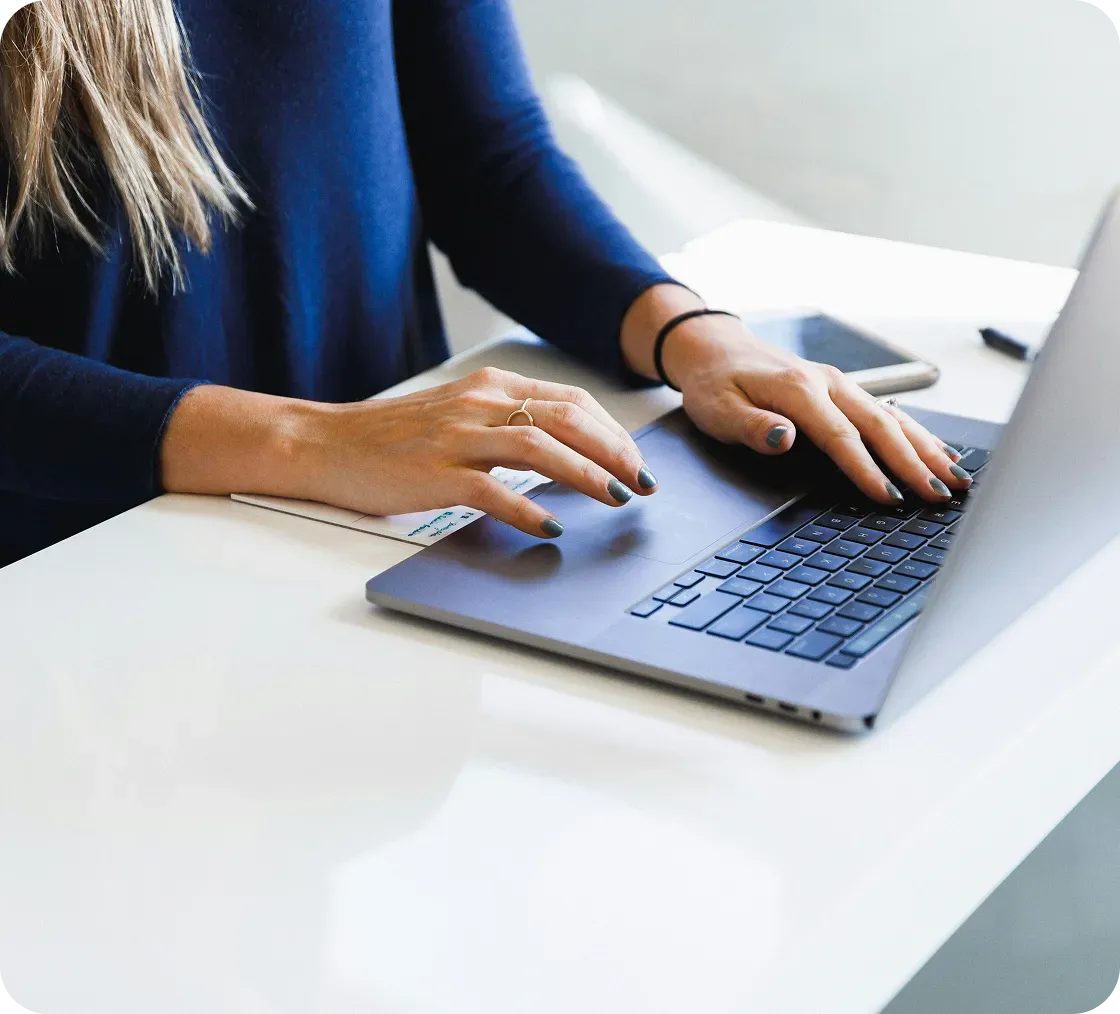 Woman working on laptop
