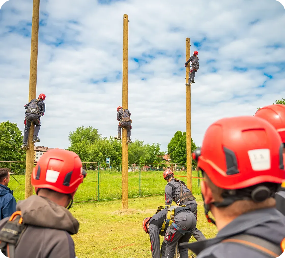 Workers with helmets