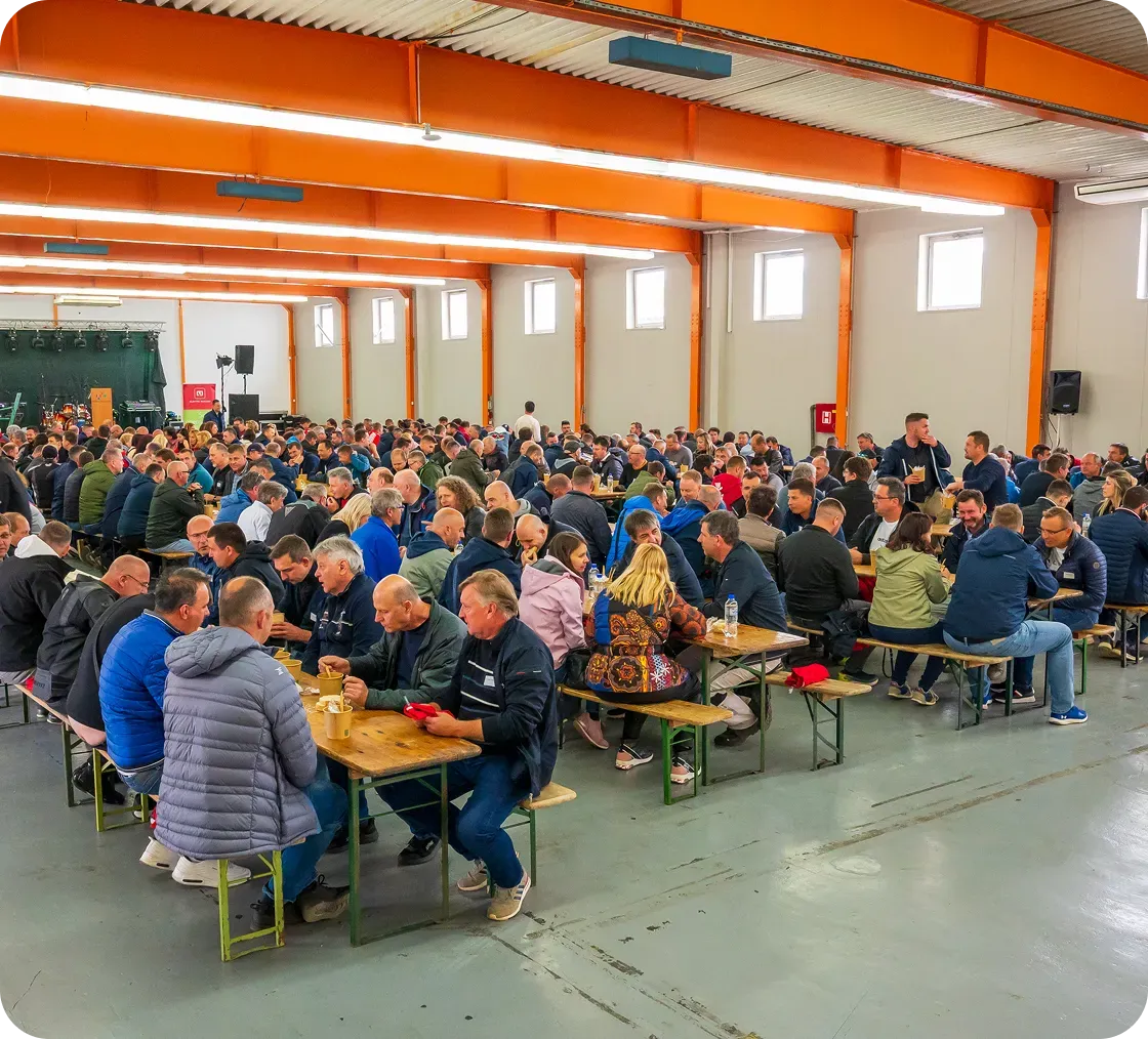 Workers eating