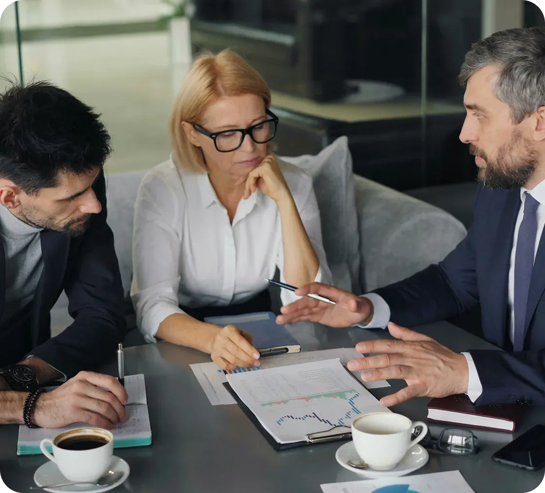 Workers in office chatting